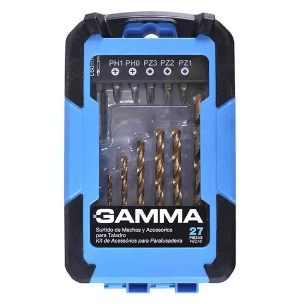 Jogo de Brocas e Bits para Furadeira Parafusadeira 27 Peças GAMMA