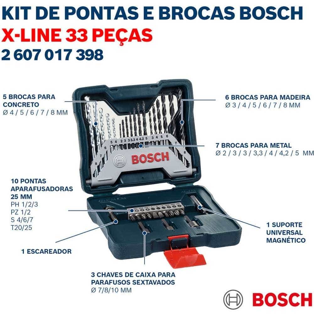 Estojo de Ferramentas e Brocas 33 Peças 2607017398000 BOSCH