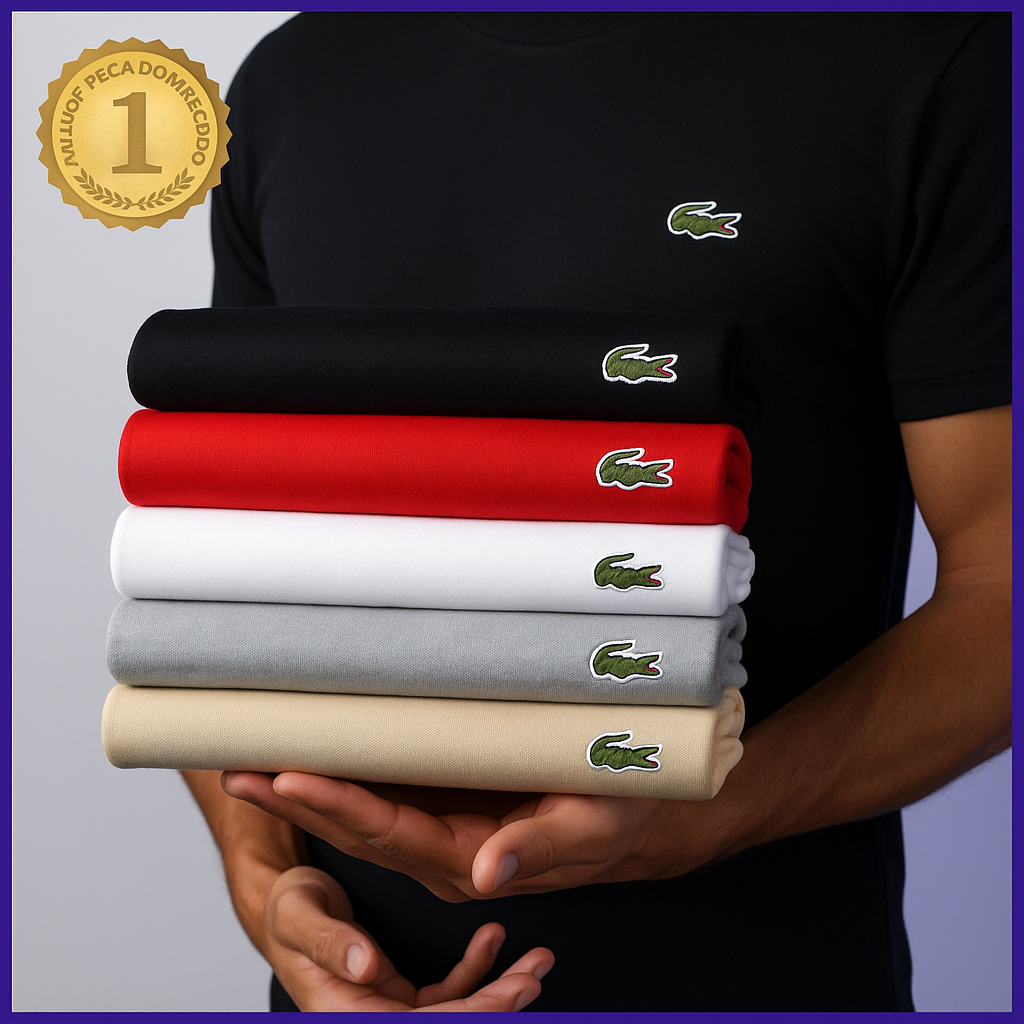 Compre 3 e Leve 5 - KIT 5 Lacoste ALGODÃO Premium