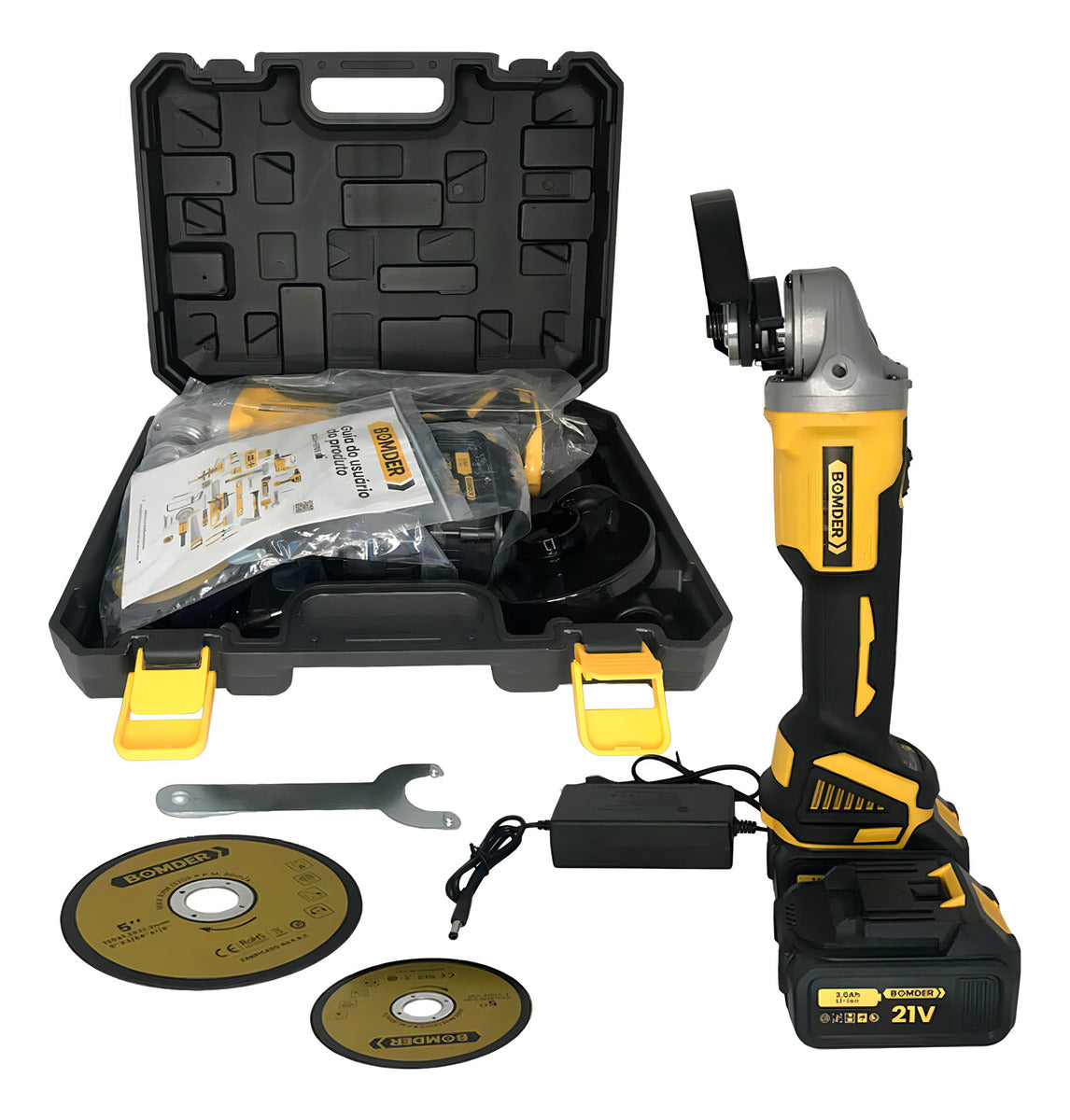 Lixadeira Esmerilhadeira 2 Baterias Angular Recarregável 21v Com Maleta e Acessórios