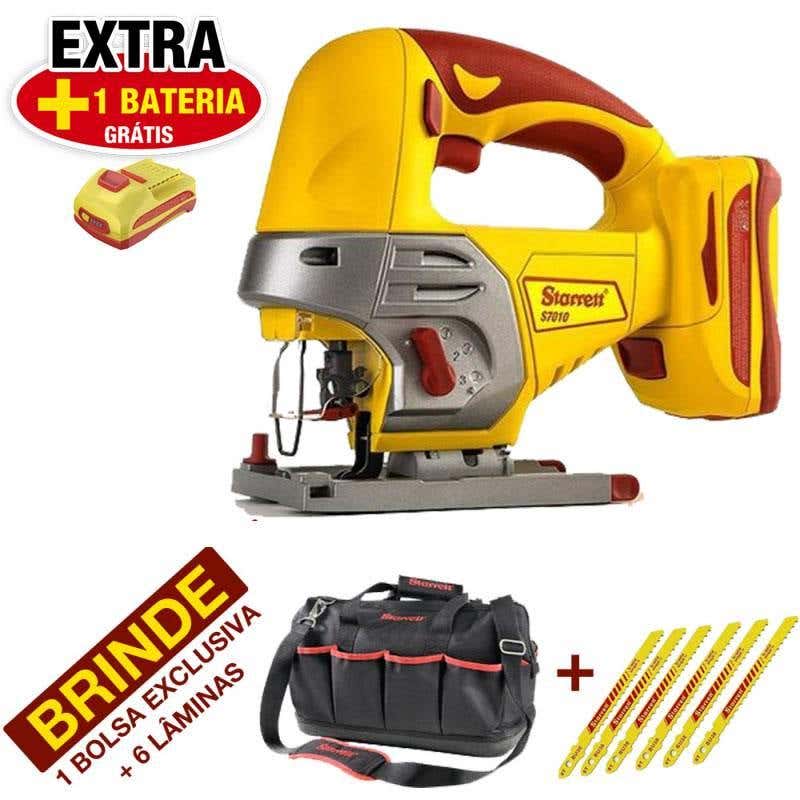 Serra Tico-Tico á Bateria S7010 20V c/  2 Baterias de Lítio 220V + Kit c/ Bolsa + 6 Lâminas STARRETT