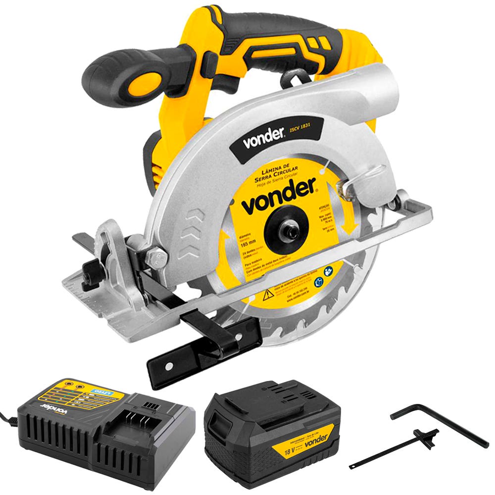 Serra Circular 6.1/2 POL Com Bateria 18V e Carregador VONDER