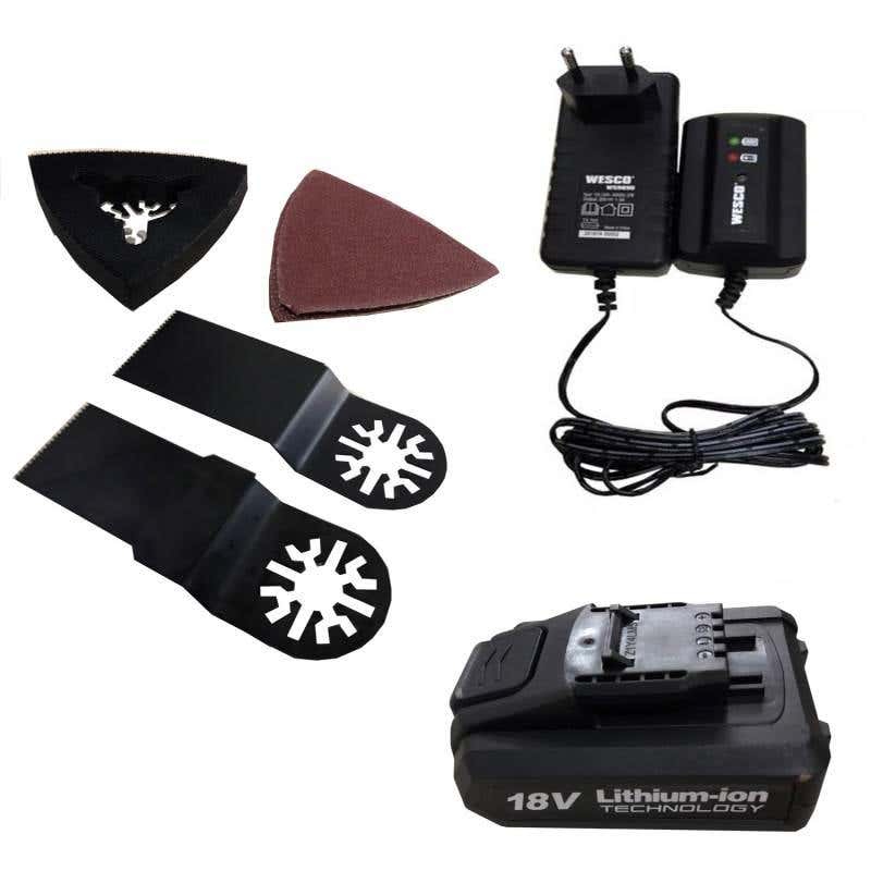 Multiferramenta Oscilante à Bateria 18V Bivolt com Kit Acessórios WS2932 WESCO