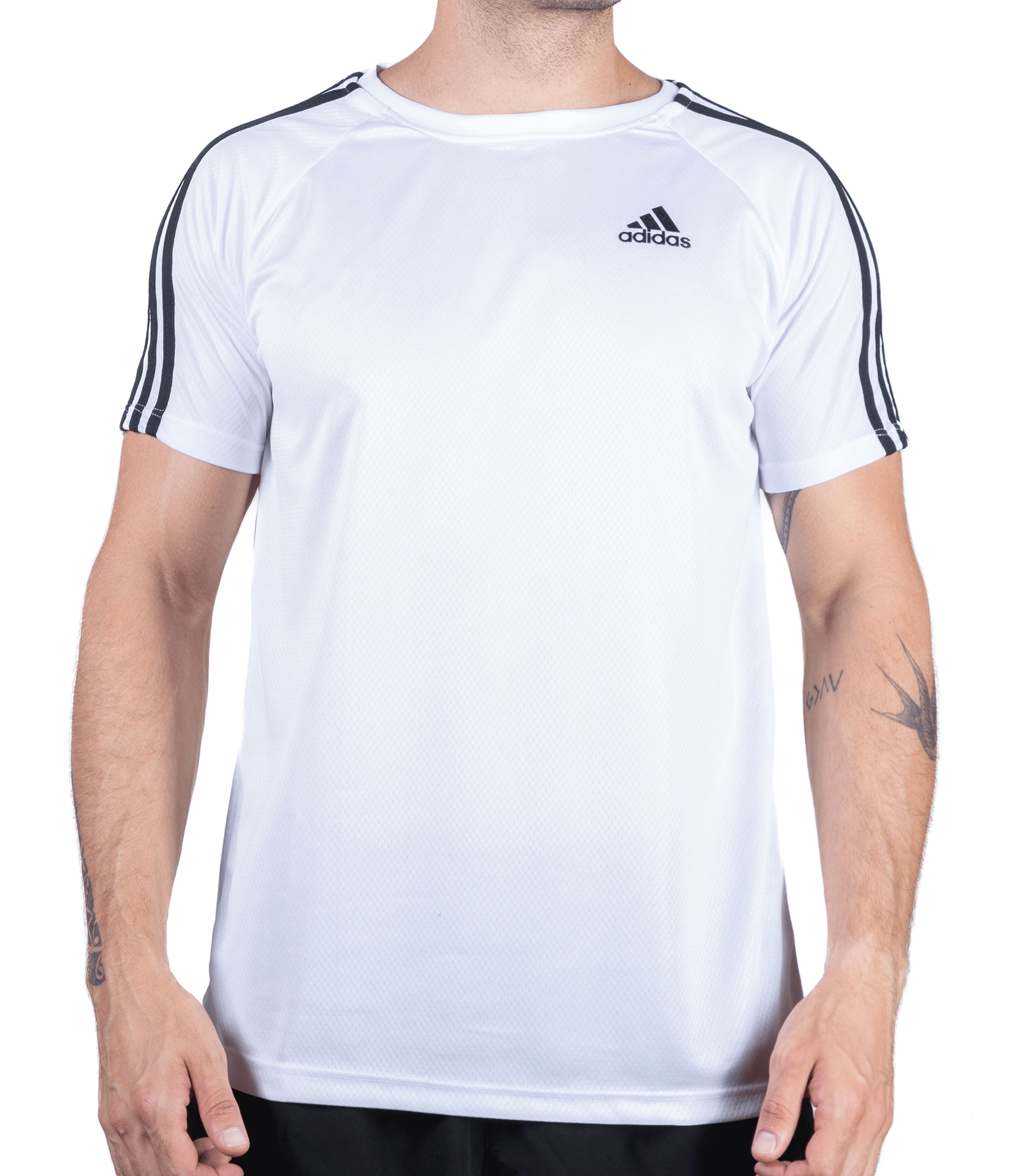Camiseta Dry Fit Adidas III Listras Ombro