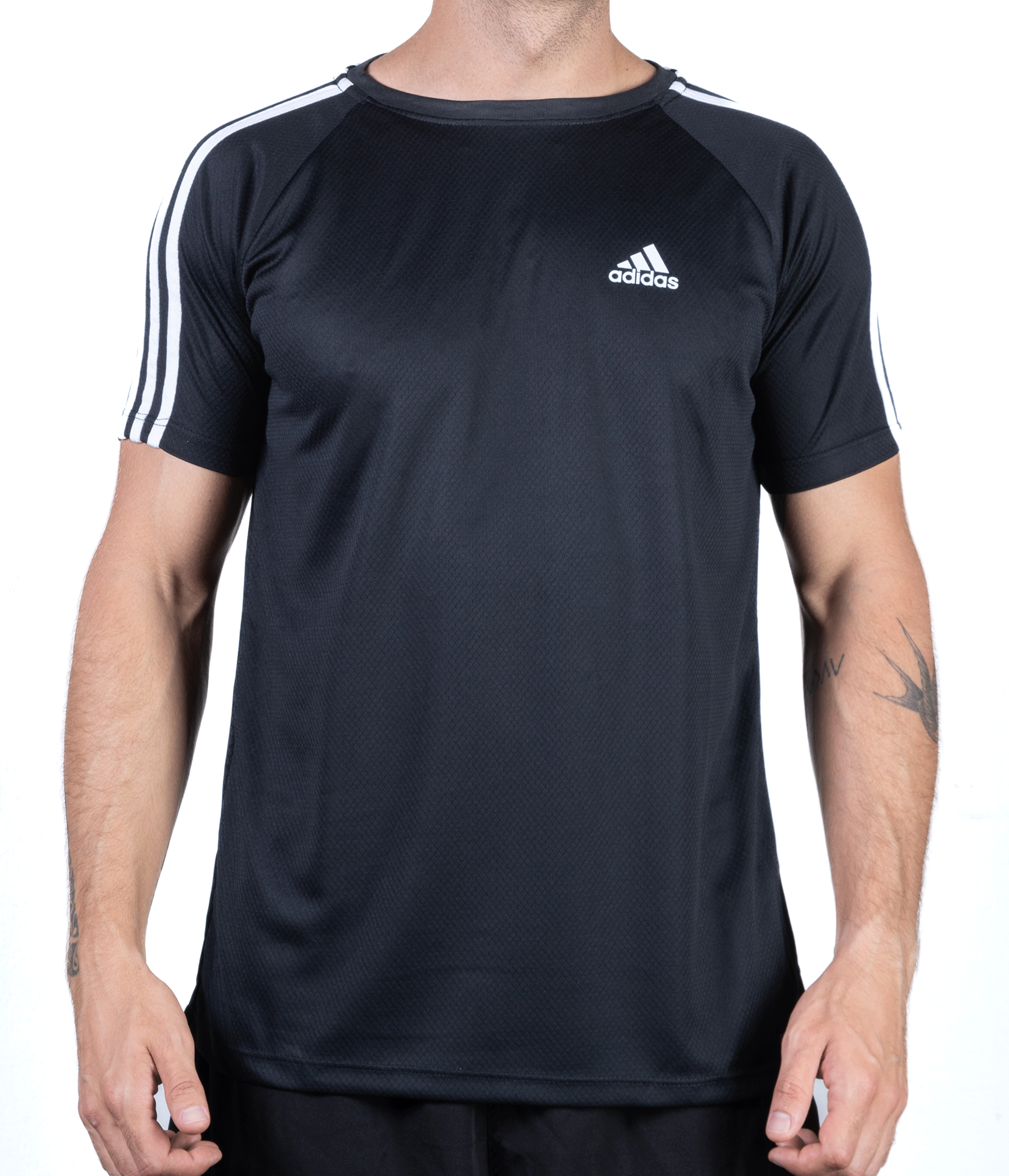 Camiseta Dry Fit Adidas III Listras Ombro