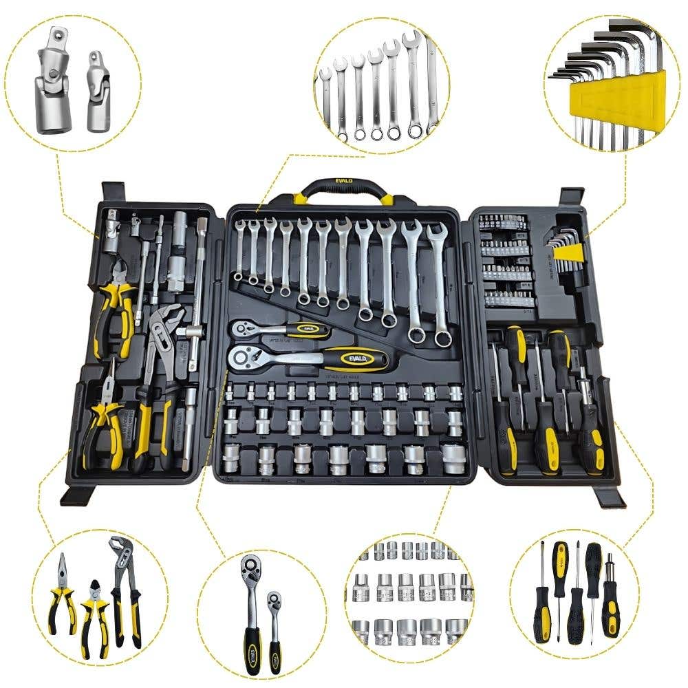 Kit de Ferramentas EV-110 Peças Jogo Completo Cromo Vanadium EVALD