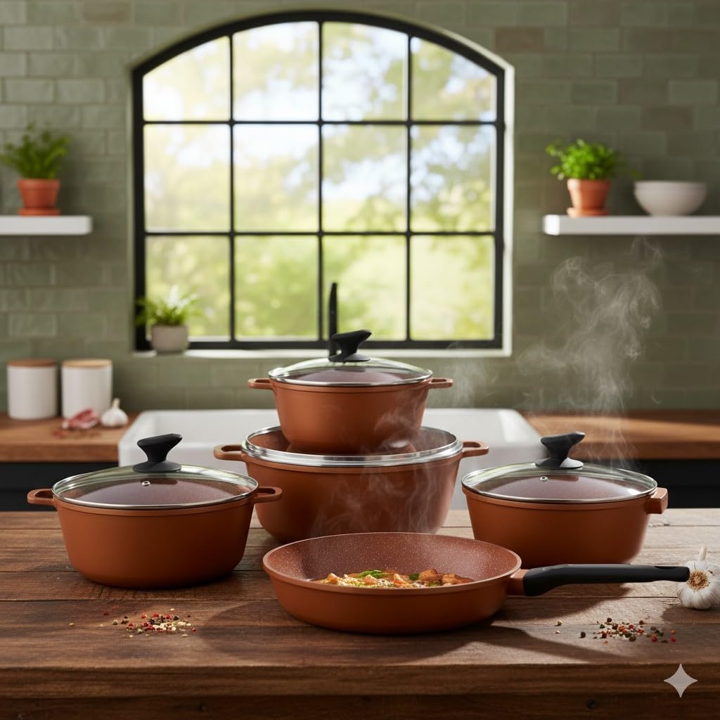 Jogo De Panelas Cookware 5 Peças Revestimento De Granito