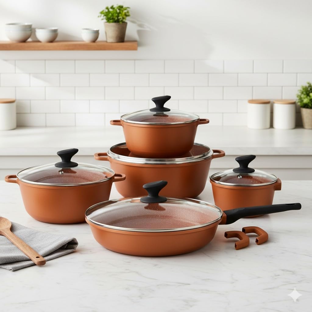 Jogo De Panelas Cookware 5 Peças Revestimento De Granito