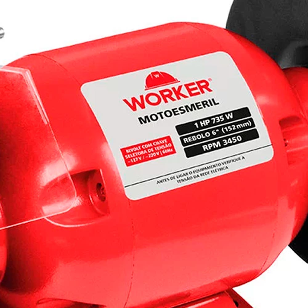 Moto Esmeril De Bancada 6 Pol 735W 1HP Bivolt 201838 WORKER
