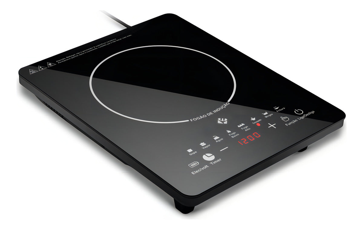 Cooktop De Indução 1 Boca Preto Com Trava De Segurança Painel Touch Screen