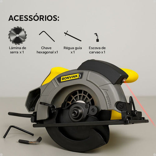 Serra Circular Elétrica C Guia Laser  Madeira Ferro Azulejos