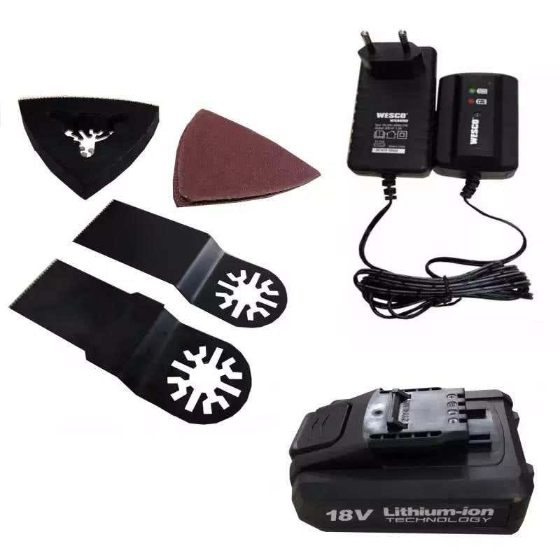 Serra Tico Tico 18V WS2305.9 + Multiferramenta com 1 Bateria, Carregador e Kit de Acessórios WESCO